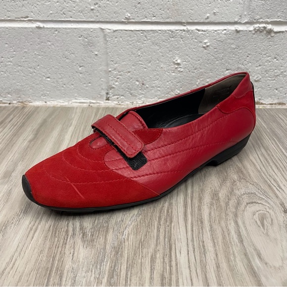 Paul Green Shoes - Paul Green Munchen Red Leather and Suede Driving Loafers